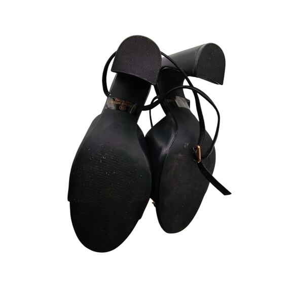 Lulus Womens Sz 6.5 Black Sculpted Heel Sandals - High Heel Sandals - Picture 5 of 6